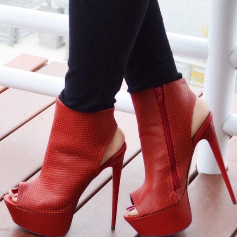 Red platform heels